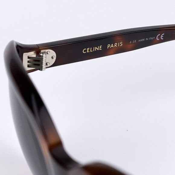 NEW CELINE CL40071F 56N Dark Havana Green Round Women Sunglasses - Picture 9 of 11
